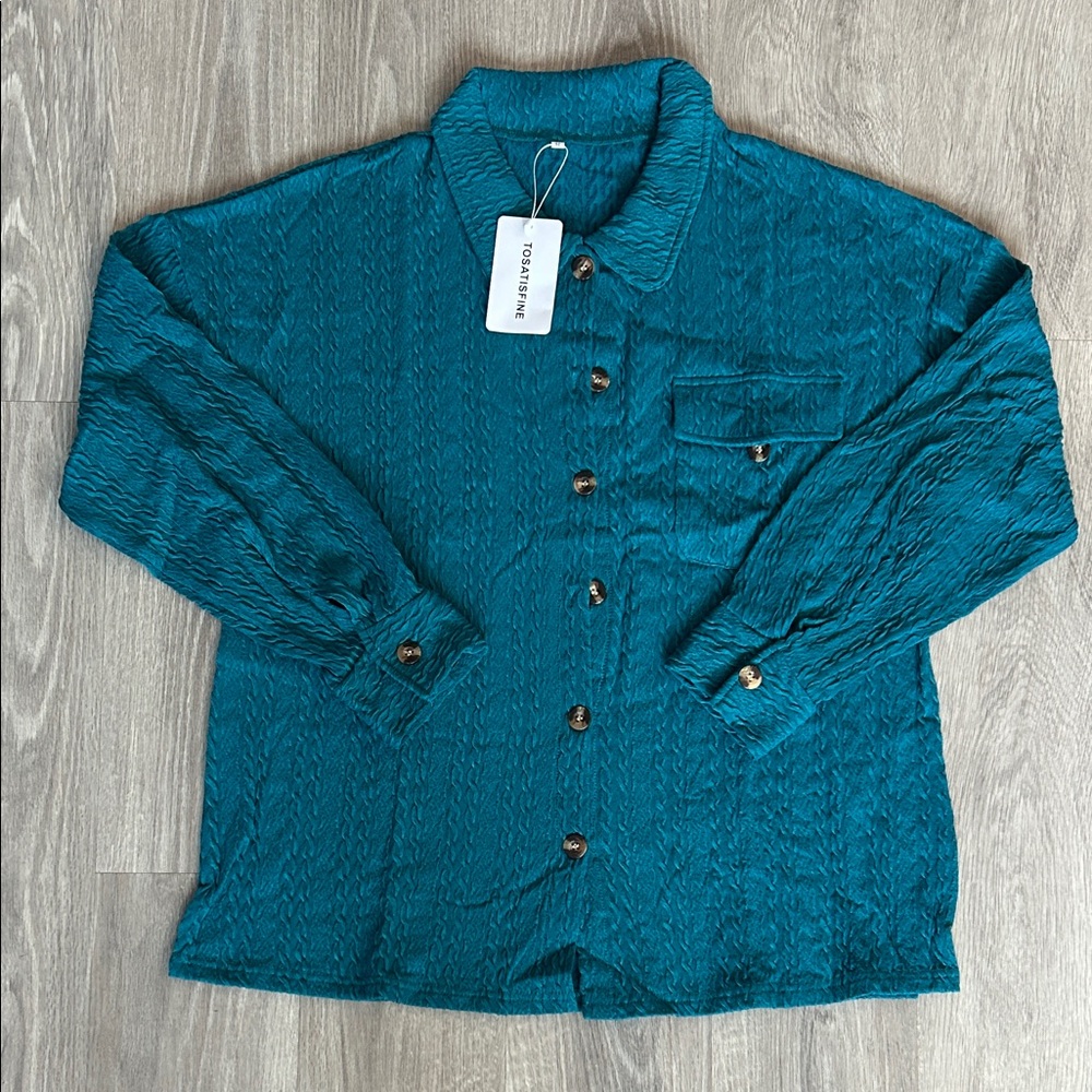 Teal Button-Up Shirt NWT medium